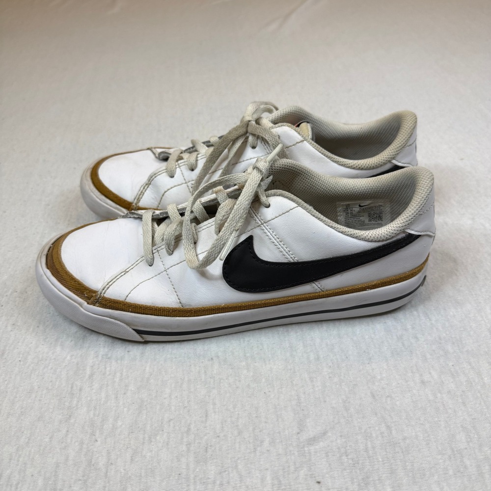 Nike Court Royale 2 Low White Black‎ Gold Sneakers Youth Size 6Y DA5380 102 - Picture 5 of 8